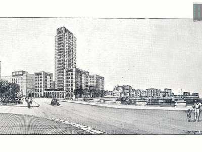 Nel secondo Dopoguerra il sogno di una �grande Bari� ritorna, ma in termini decisamente diversi. Tra le �ispirazioni� pi� radicali quella di Marino Lopopolo, che 1949 voleva piazzare un palazzo di dimensioni colossali in piazza del Ferrarese, andando a demolire Mercato del pesce, Sala Murat e Teatro Margherita